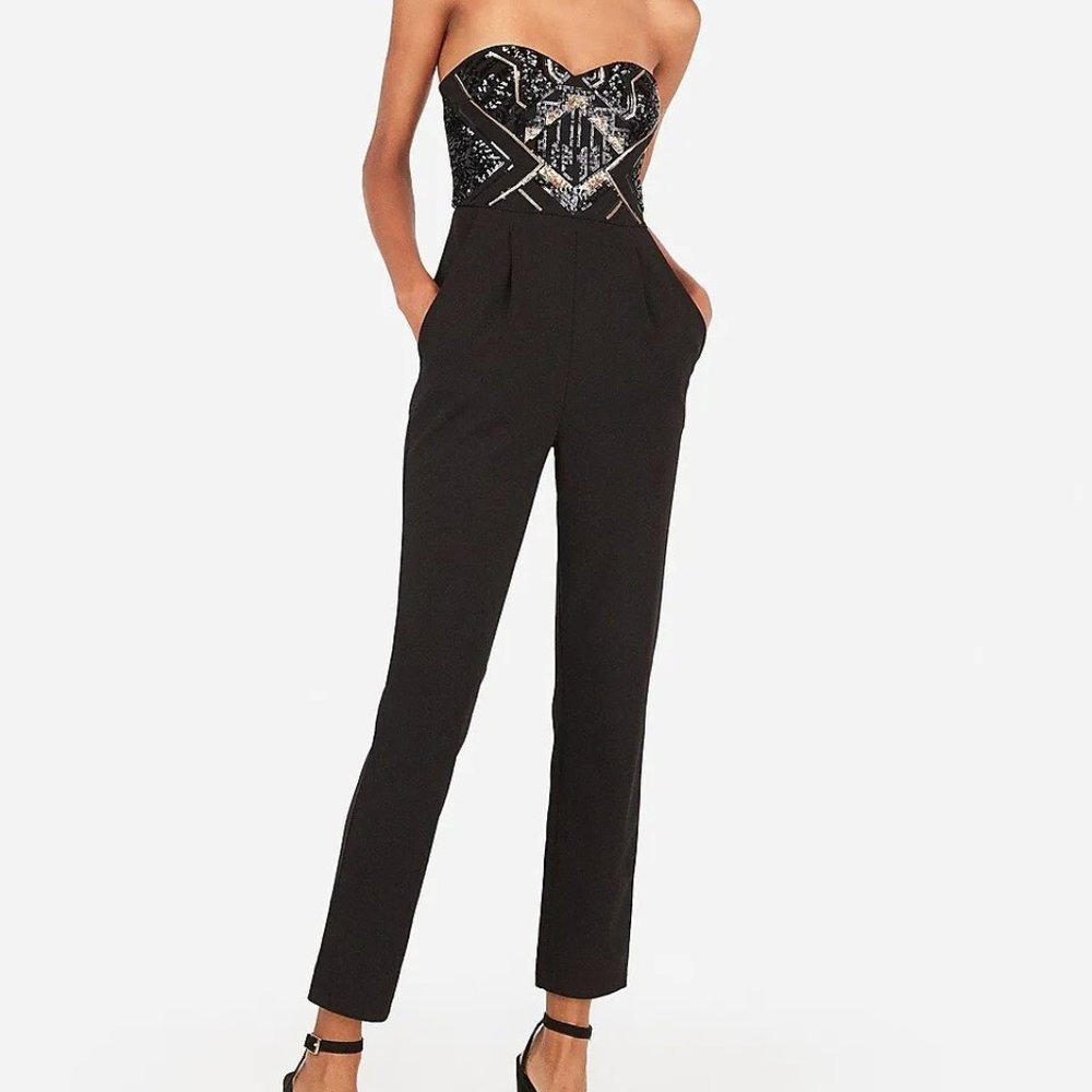 Express Black Strapless Jumpsuit